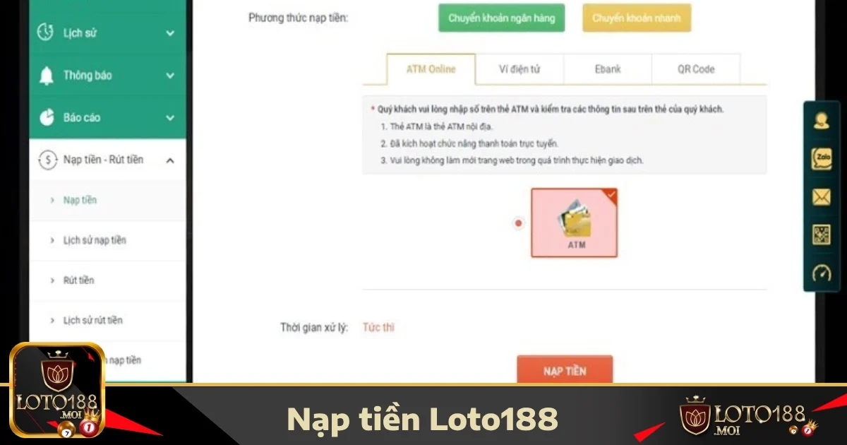 Nạp Tiền Loto188 1 Các phương thức nạp tiền LOTO188 bạn nên biết