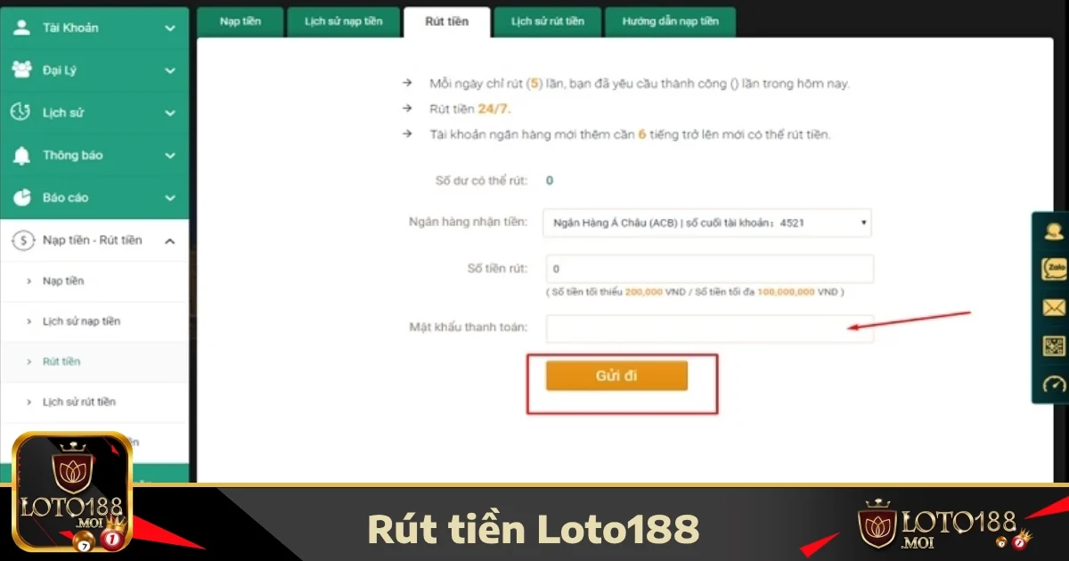 Rút Tiền Loto188 1 Hướng dẫn cách rút tiền LOTO188 một cách chi tiết